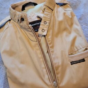 Members Only Jacket Full Zip Kids Size 16 Beige Racer Bomber Vtg Europe Craft